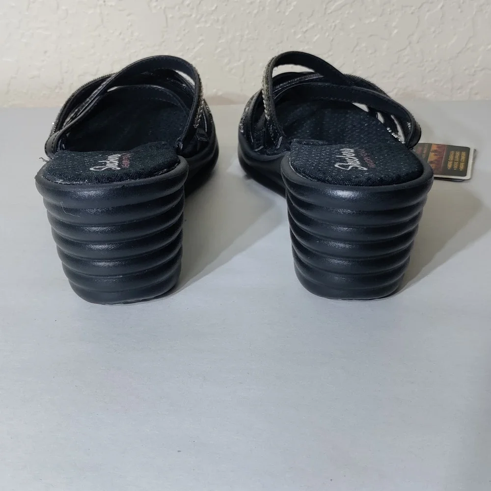 Skechers Cali Rumblers Modern Maze Black Wedge Sandals 31777 Womens 11